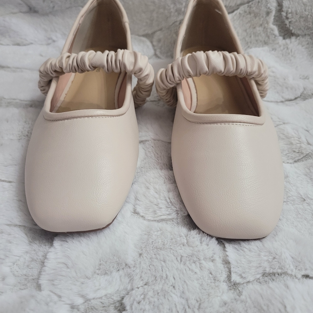C. Paravano Women's Size 10.5 Off White Elastic Strap Mary Jane (Clara) Flats - Picture 2 of 13